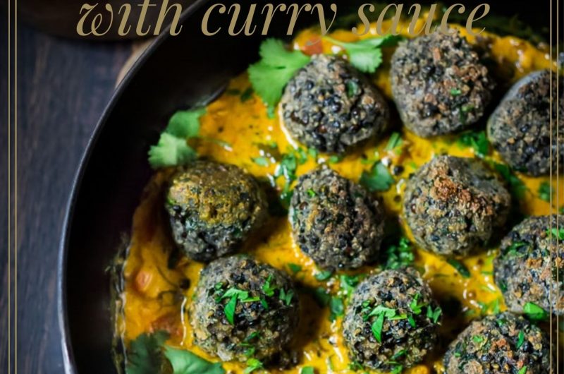 vegan lentil meatballs with curry sauce